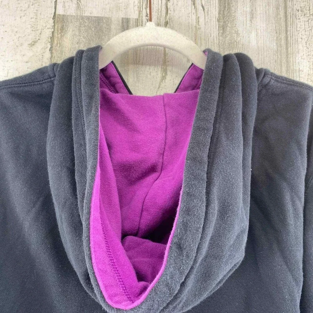 Nike Full Zip Streetwear Hoodie Jacket Womens XL Black Purple Spellout Pockets